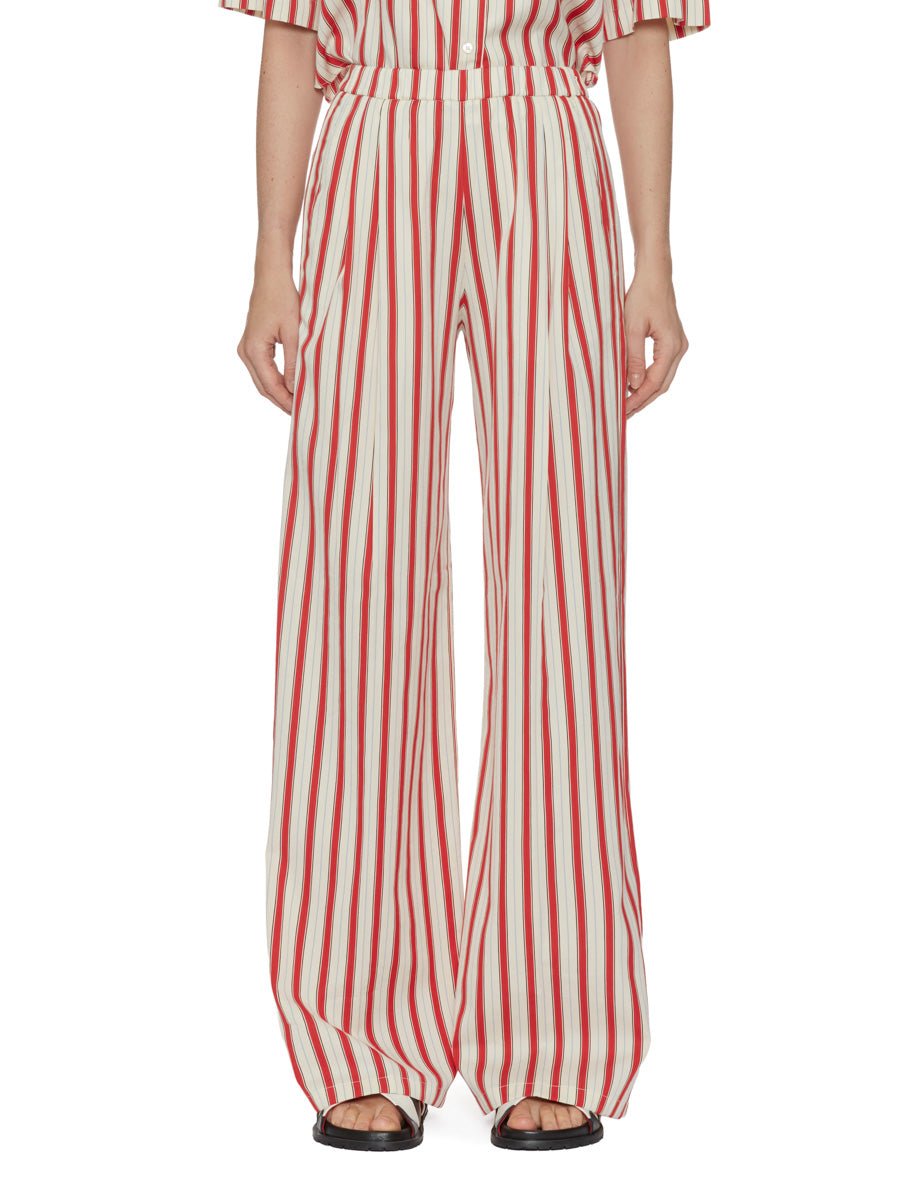 pantalone righe cotone rosso bianco - forte forte - pantalone