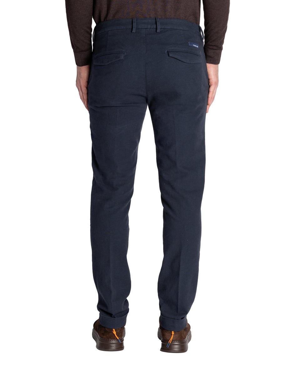 pantalone risvolto fondo punto spillo blu - teleria zed - pantalone casual