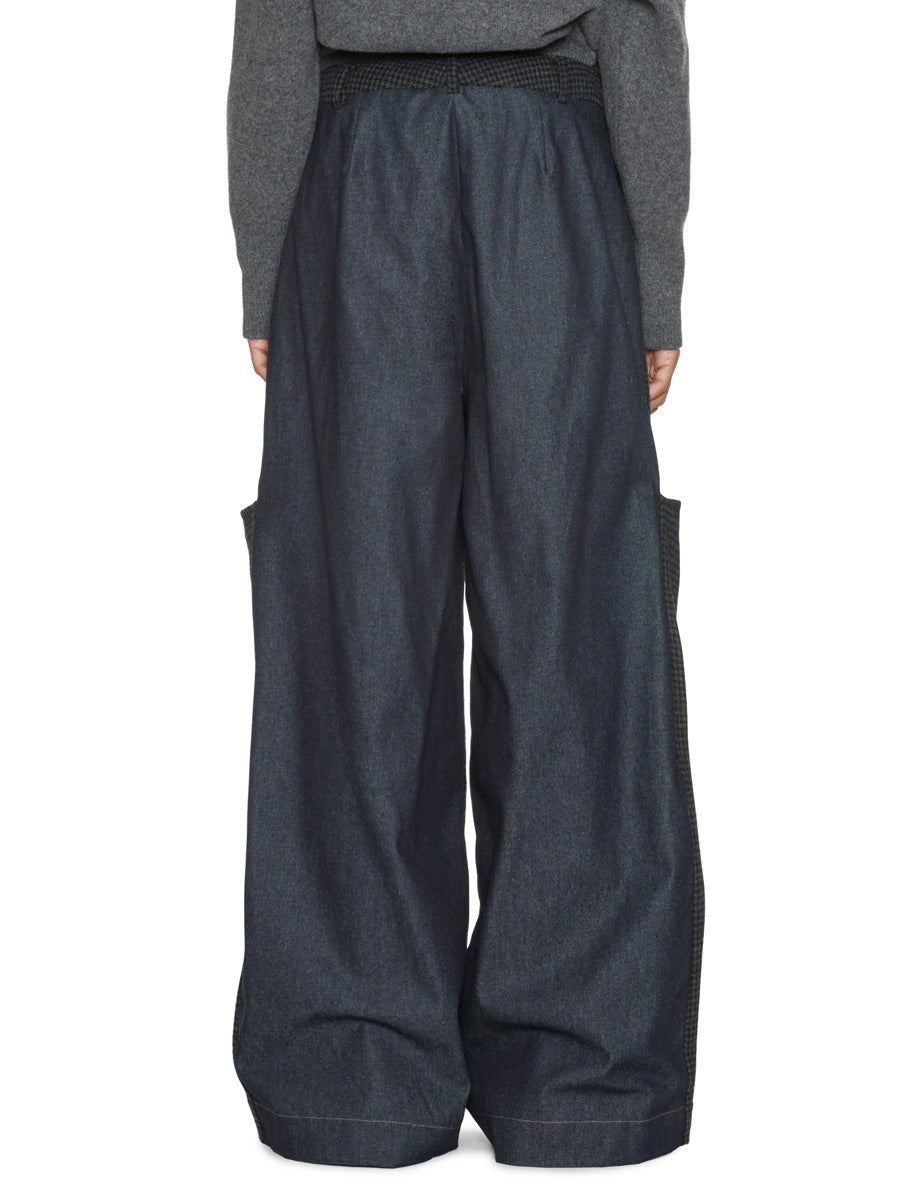 pantalone ryan pied de poule tasconato grigio blu - jejia - pantalone
