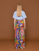 pantalone seta fantasia rosa viola - stella jean - pantalone