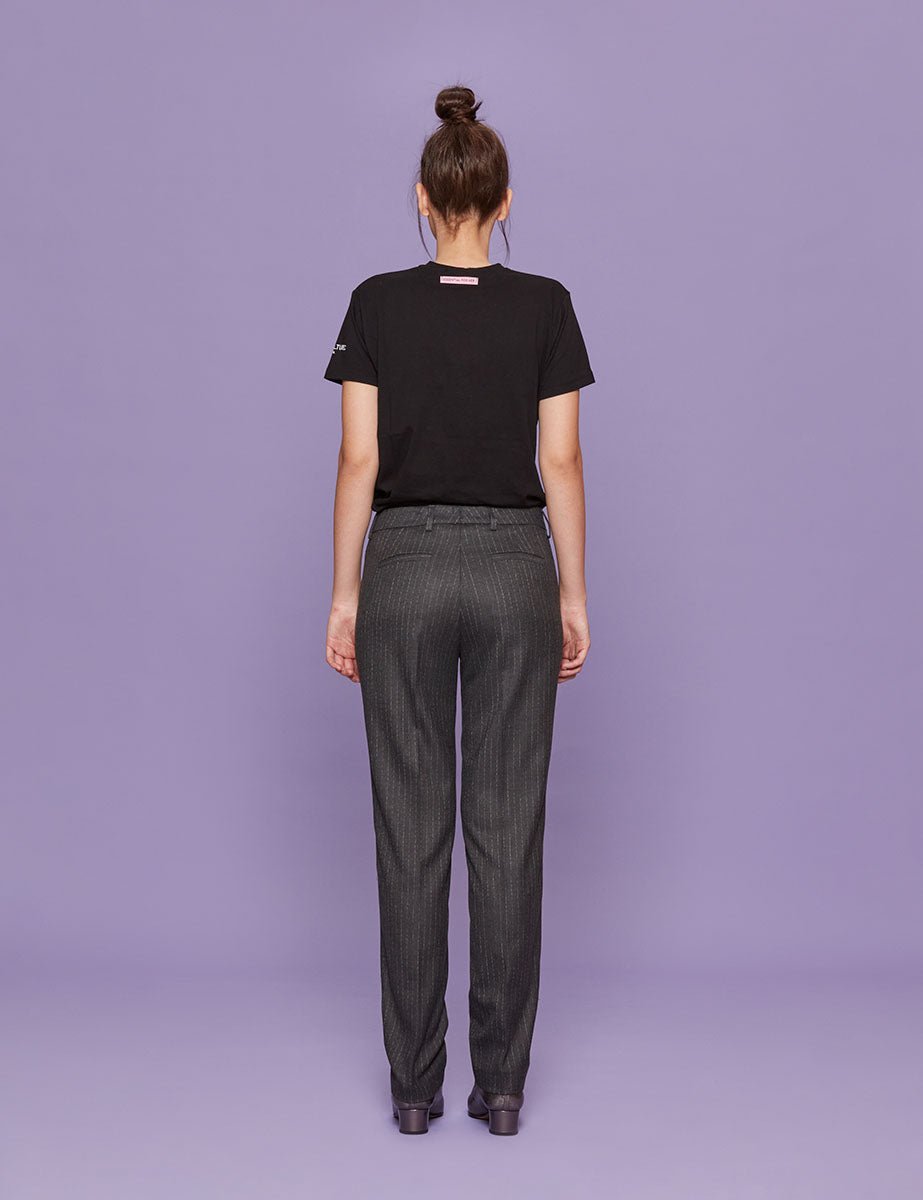 pantalone sigaretta gessato antracite - blufrida - pantalone