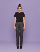 pantalone sigaretta gessato antracite - blufrida - pantalone