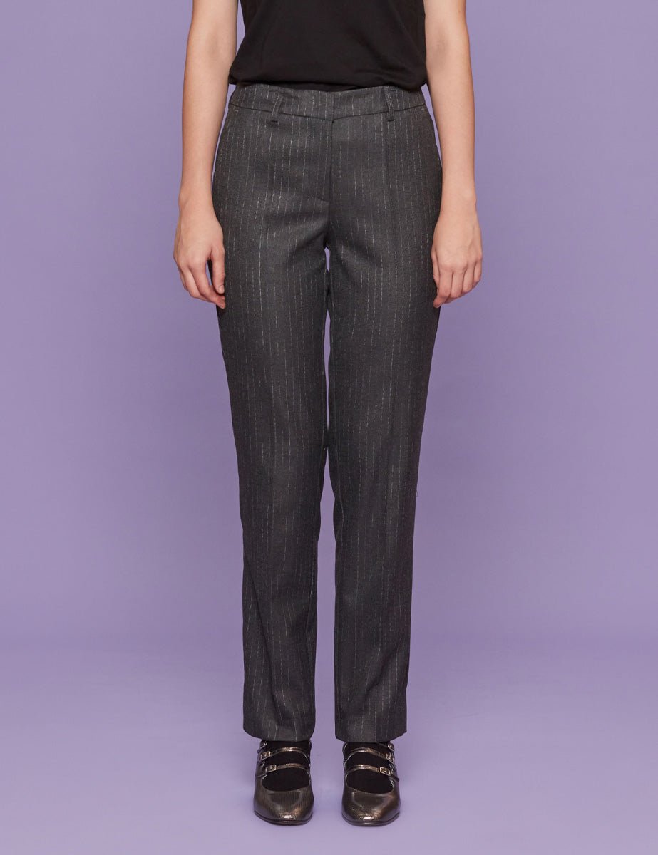 pantalone sigaretta gessato antracite - blufrida - pantalone