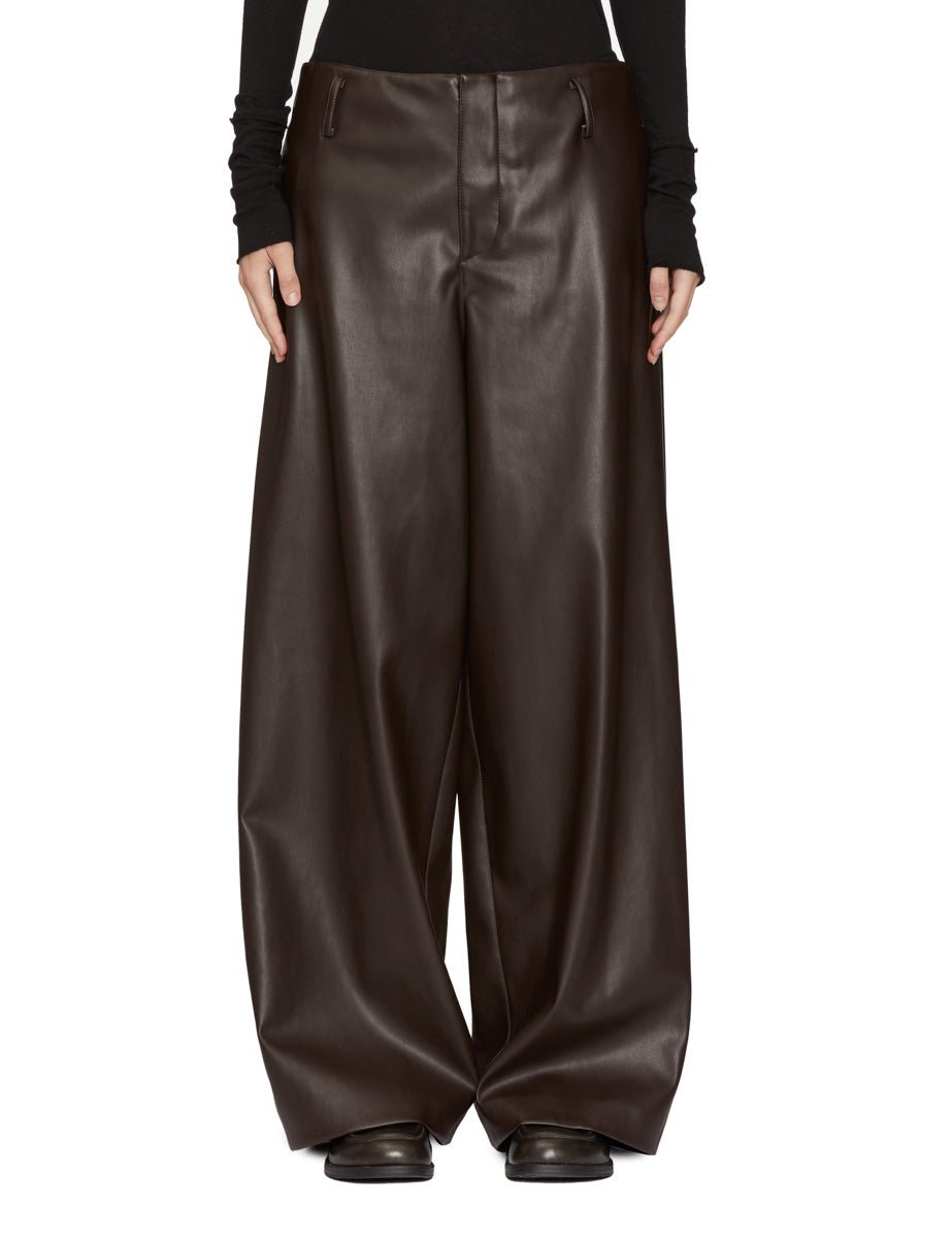 pantalone slouchy ecopelle caffè - blufrida - pantalone