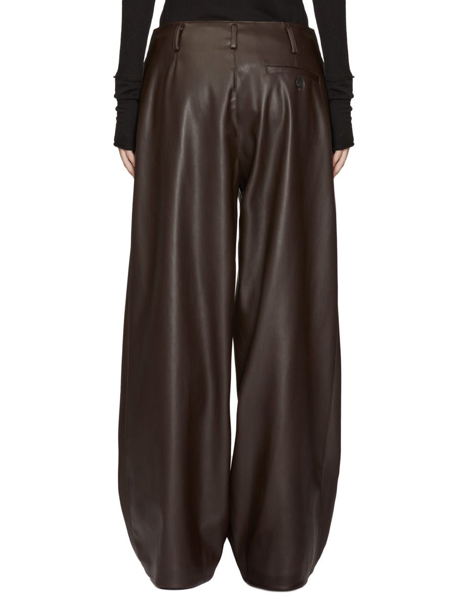 pantalone slouchy ecopelle caffè - blufrida - pantalone
