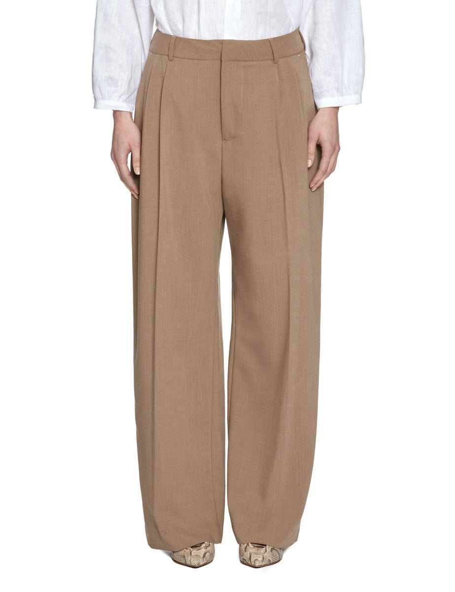 pantalone slouchy pinces beige - thestroy - pantalone