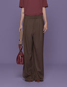 pantalone stella quadretti marrone - Frida SRL