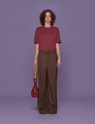 pantalone stella quadretti marrone - Frida SRL