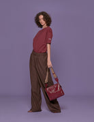 pantalone stella quadretti marrone - Frida SRL