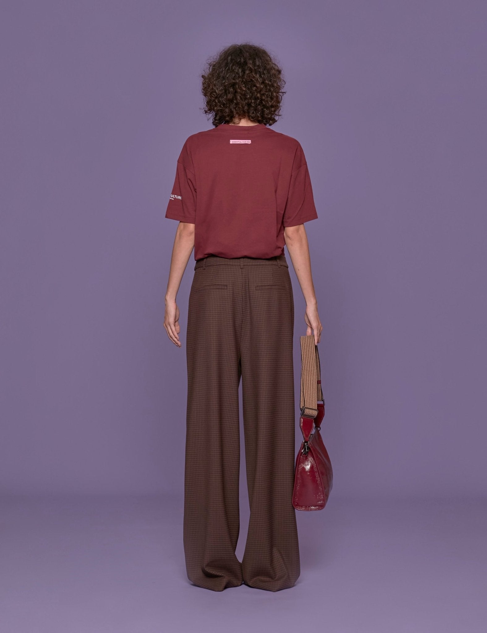 pantalone stella quadretti marrone - tibi - pantalone