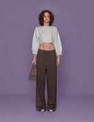 pantalone tartan pied de poule marrone - Frida SRL