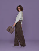 pantalone tartan pied de poule marrone - Frida SRL