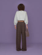 pantalone tartan pied de poule marrone - Frida SRL