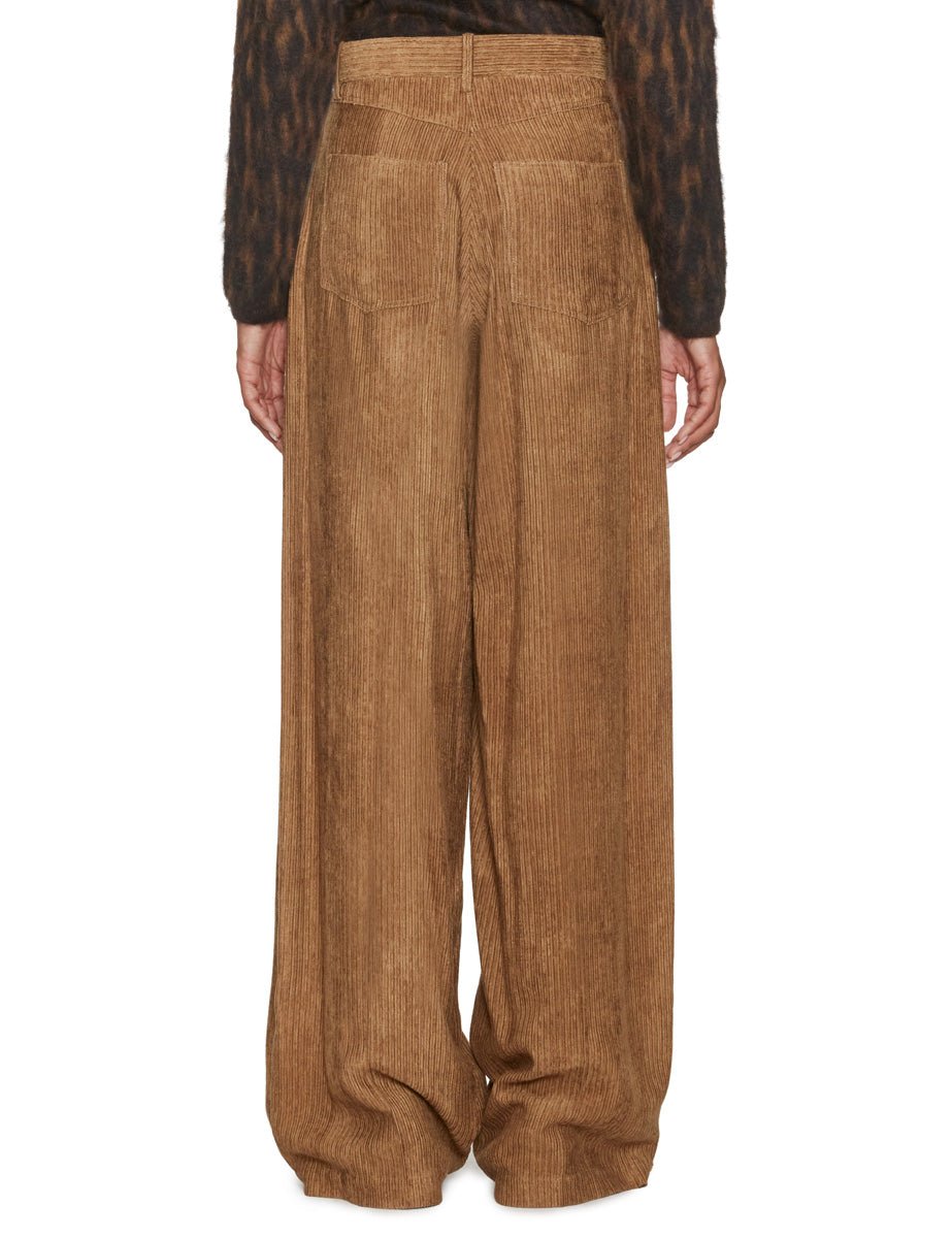 pantalone velluto di viscosa cinque tasche kaki - alysi - pantalone