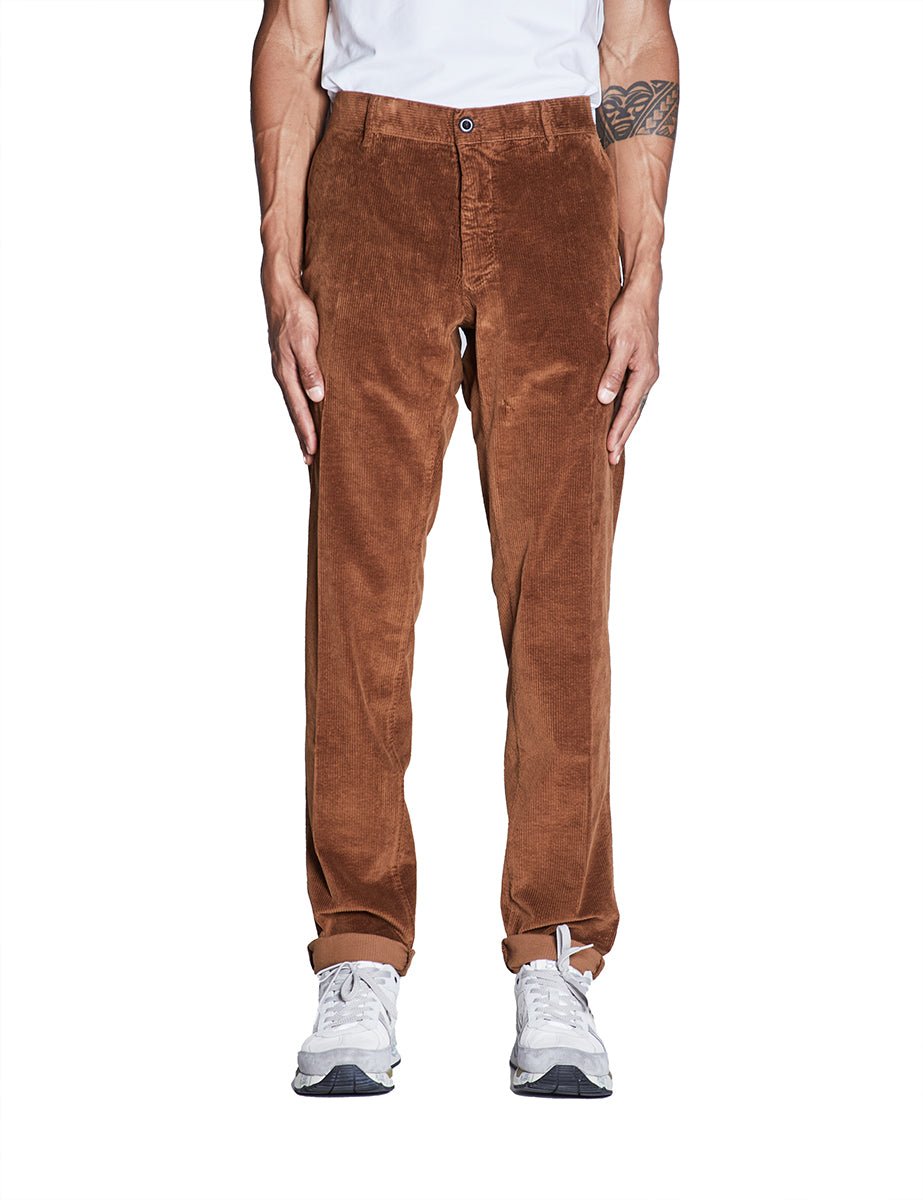 pantalone velluto slim terra - incotex - pantalone casual
