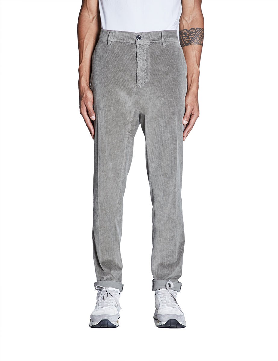 pantalone velluto slim verde marino - incotex - pantalone casual