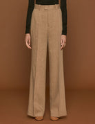pantalone wide leg camel melange - Frida SRL