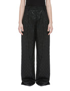 pantalone wide leg paillettes nero - Frida SRL