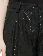 pantalone wide leg paillettes nero - Frida SRL