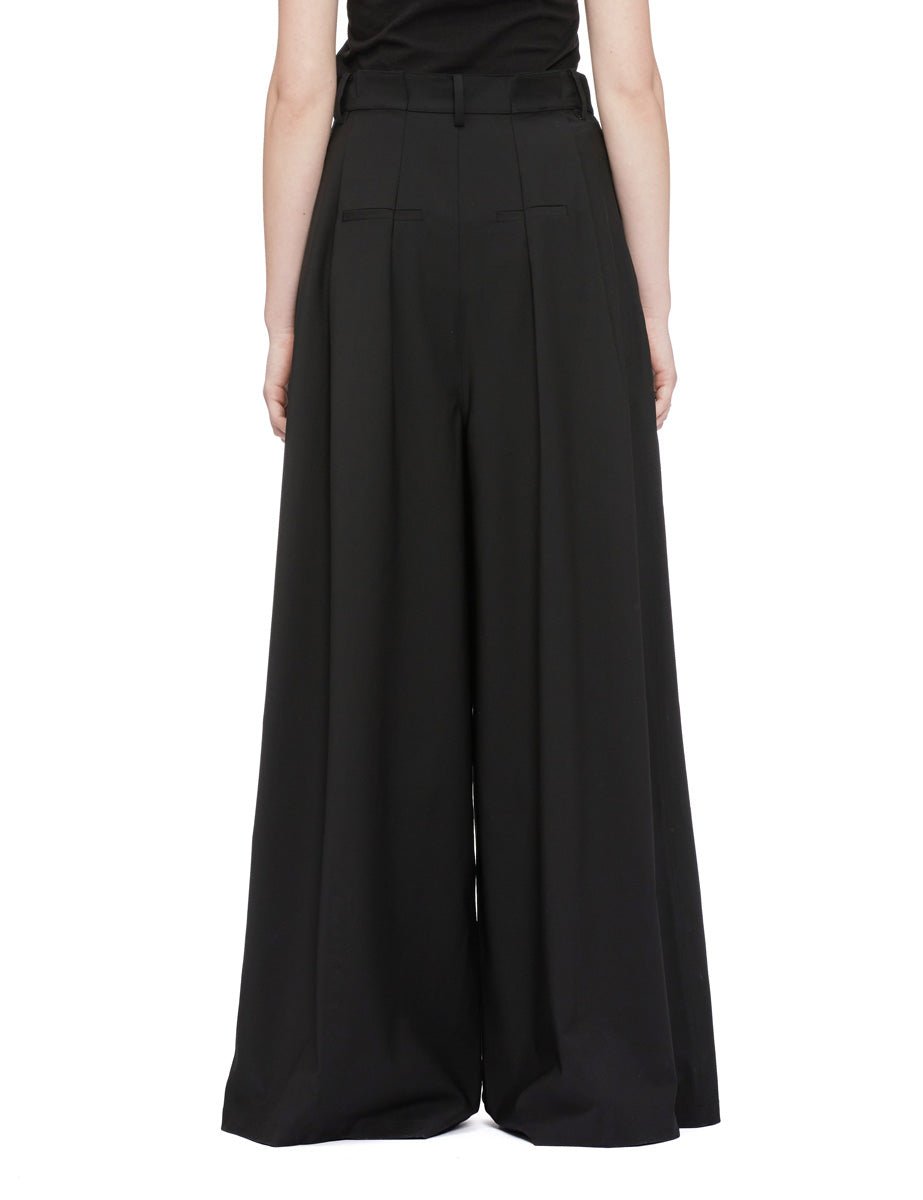 pantalone wide leg tropical wool black - tibi - pantalone