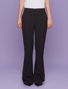 pantalone zampa crepe nero - blufrida - pantalone