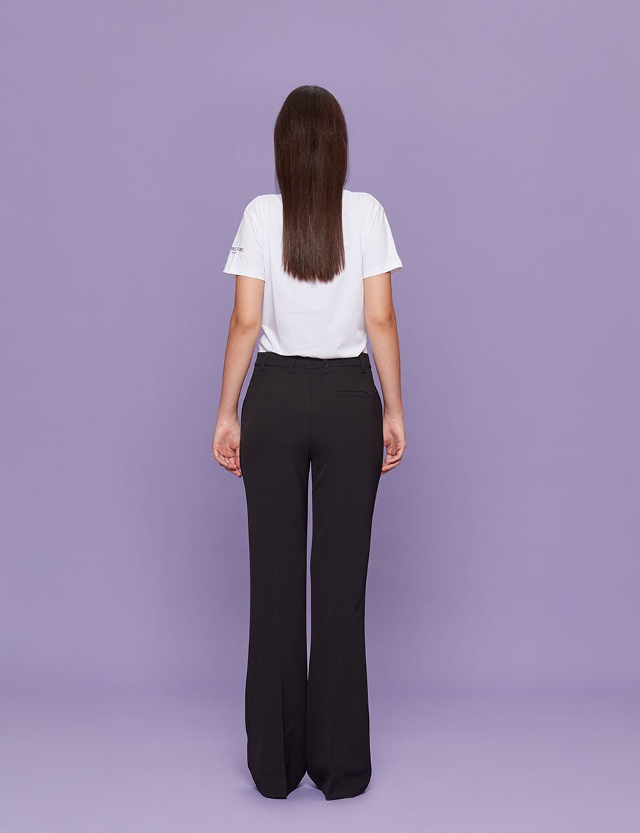 pantalone zampa crepe nero - blufrida - pantalone