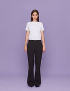 pantalone zampa crepe nero - blufrida - pantalone