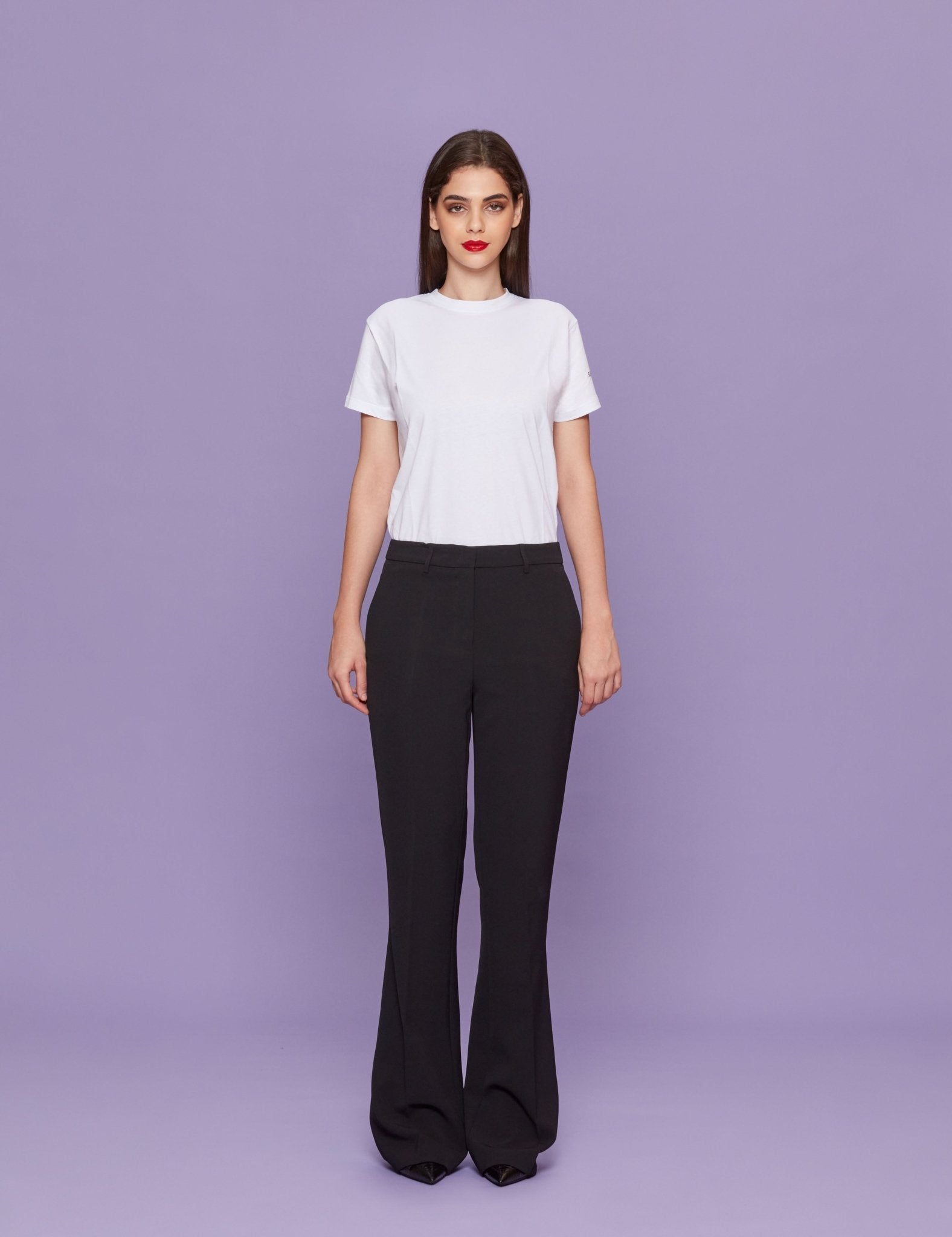 pantalone zampa crepe nero - blufrida - pantalone