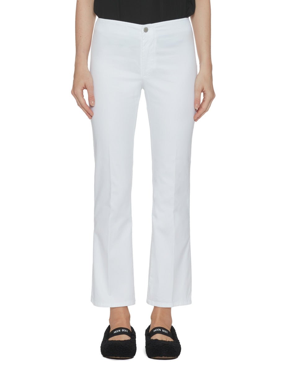 pantalone zampetta cotone light bianco - blufrida - pantalone