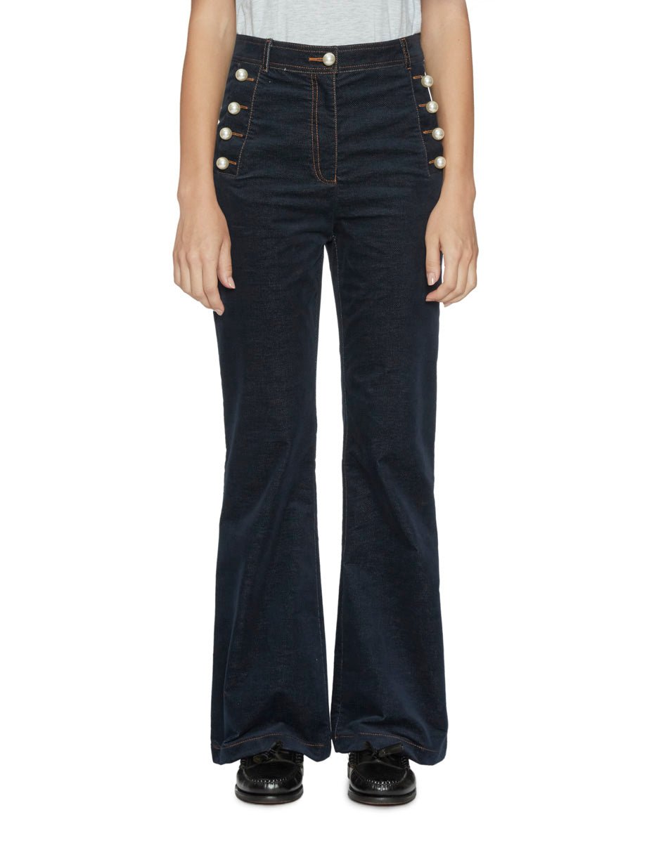 pantalone zampetta perle blu - vivetta - pantalone