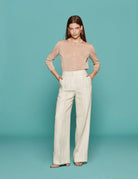 pantapalazzo elodie largo doppia pinces bianco - incotex - pantalone