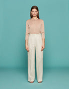 pantapalazzo elodie largo doppia pinces bianco - incotex - pantalone