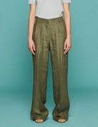 pantapalazzo elodie largo doppia pinces origano - incotex - pantalone