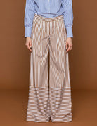 pantapalazzo frida riga beige bianco - Frida SRL