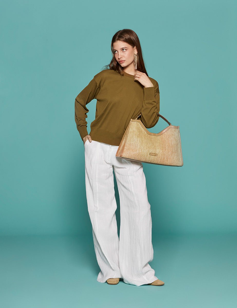 pantapalazzo gamba larga garza lino bianco - n21 alessandro dell'acqua - pantalone