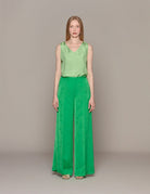 pantapalazzo jacquard etoile paradise verde - forte forte - pantalone