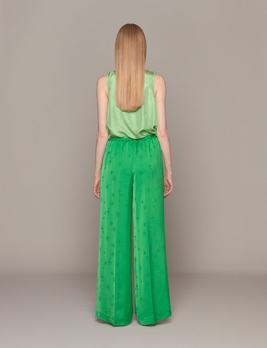 pantapalazzo jacquard etoile paradise verde - forte forte - pantalone