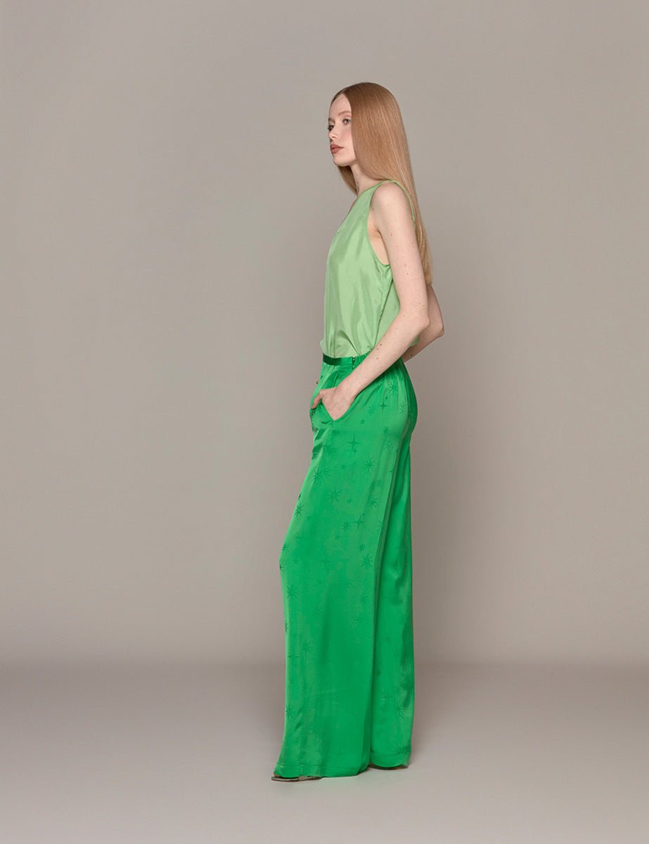 pantapalazzo jacquard etoile paradise verde - forte forte - pantalone