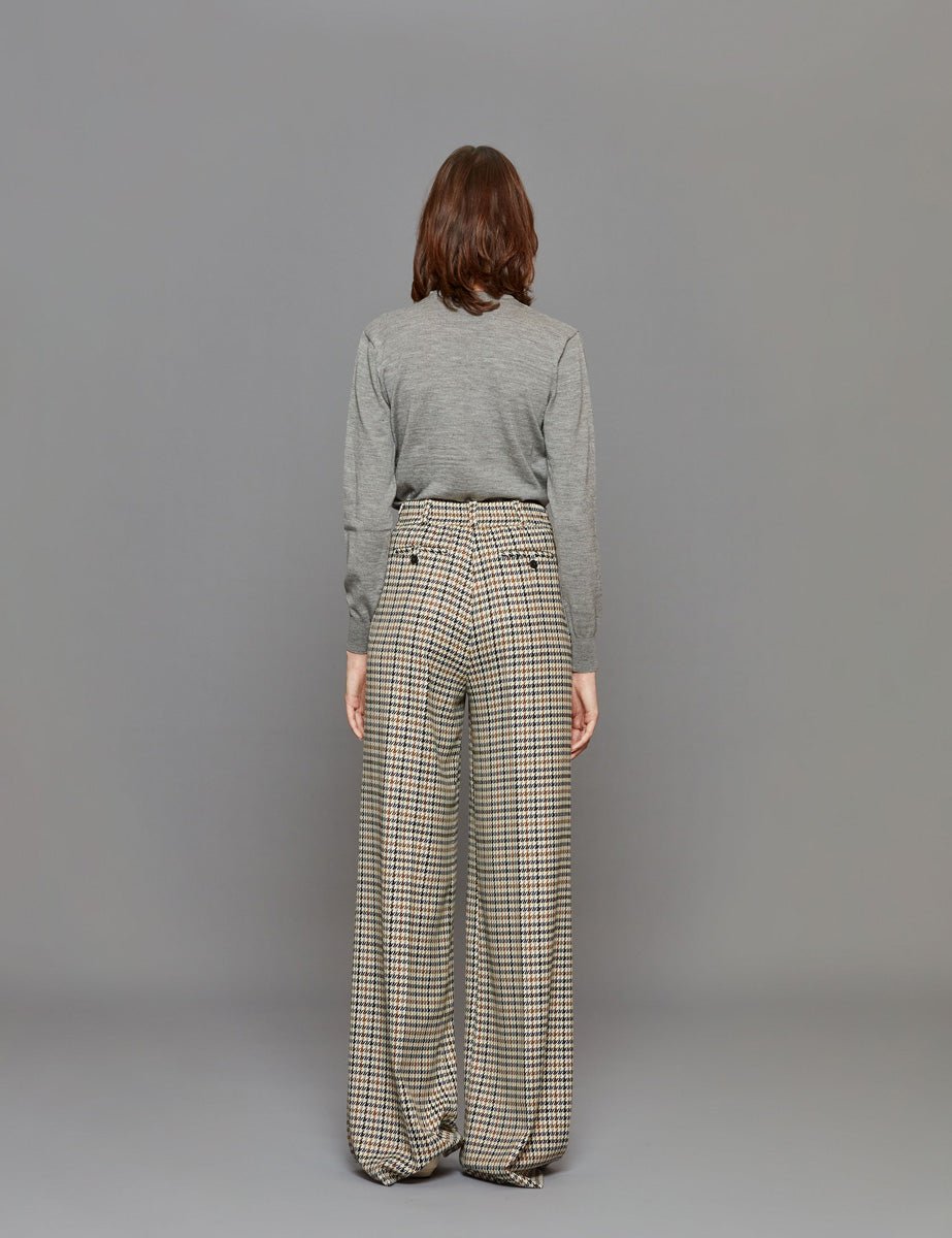 pantapalazzo pied de poule blu moro panna - stella jean - pantalone