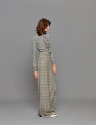 pantapalazzo pied de poule blu moro panna - Frida SRL