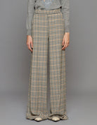 pantapalazzo pied de poule blu moro panna - Frida SRL