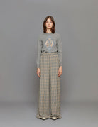 pantapalazzo pied de poule blu moro panna - Frida SRL