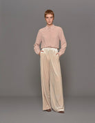 pantapalazzo pinces velluto beige - blufrida - pantalone
