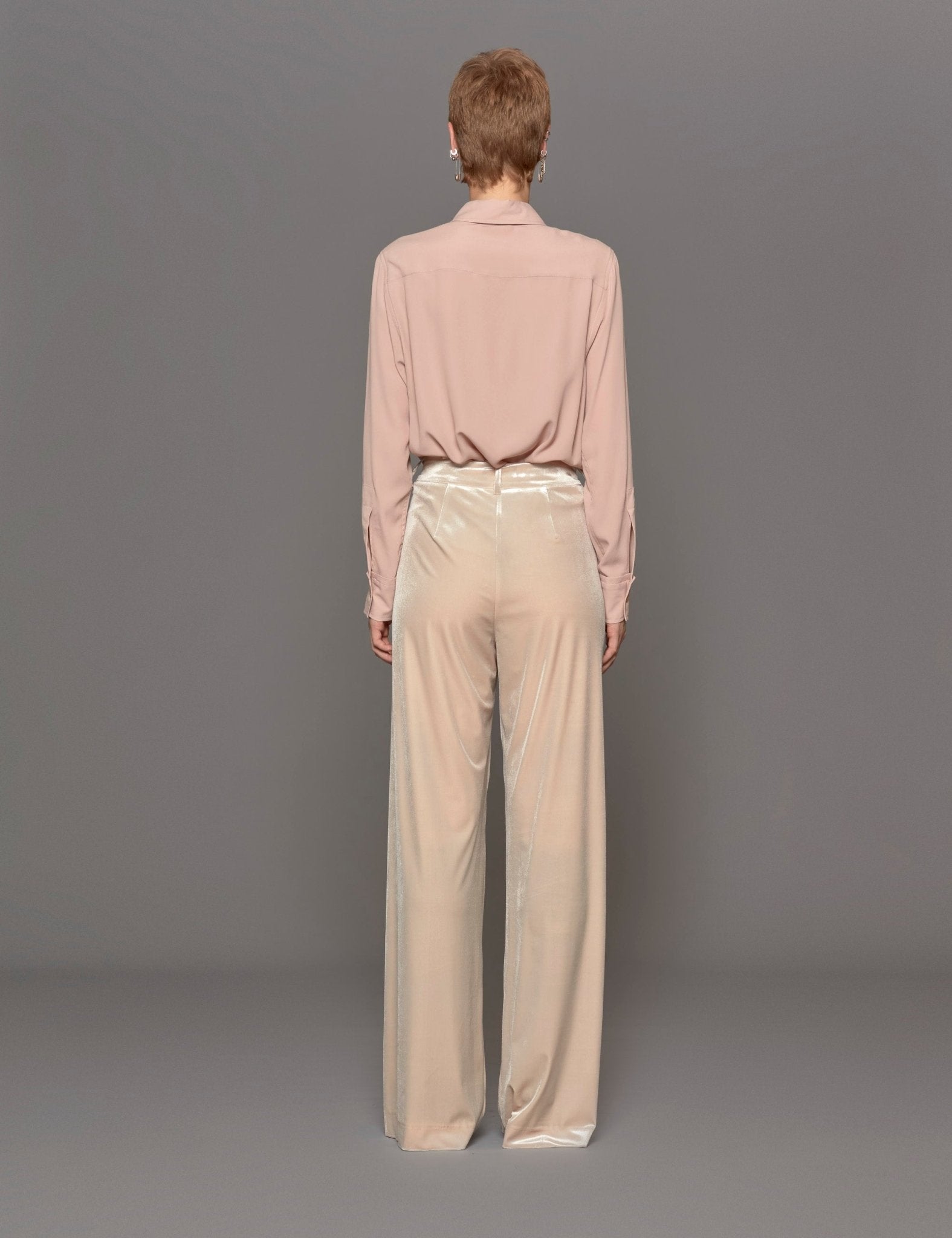 pantapalazzo pinces velluto beige - blufrida - pantalone