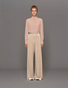 pantapalazzo pinces velluto beige - blufrida - pantalone