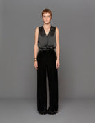 pantapalazzo pinces velluto nero - blufrida - pantalone