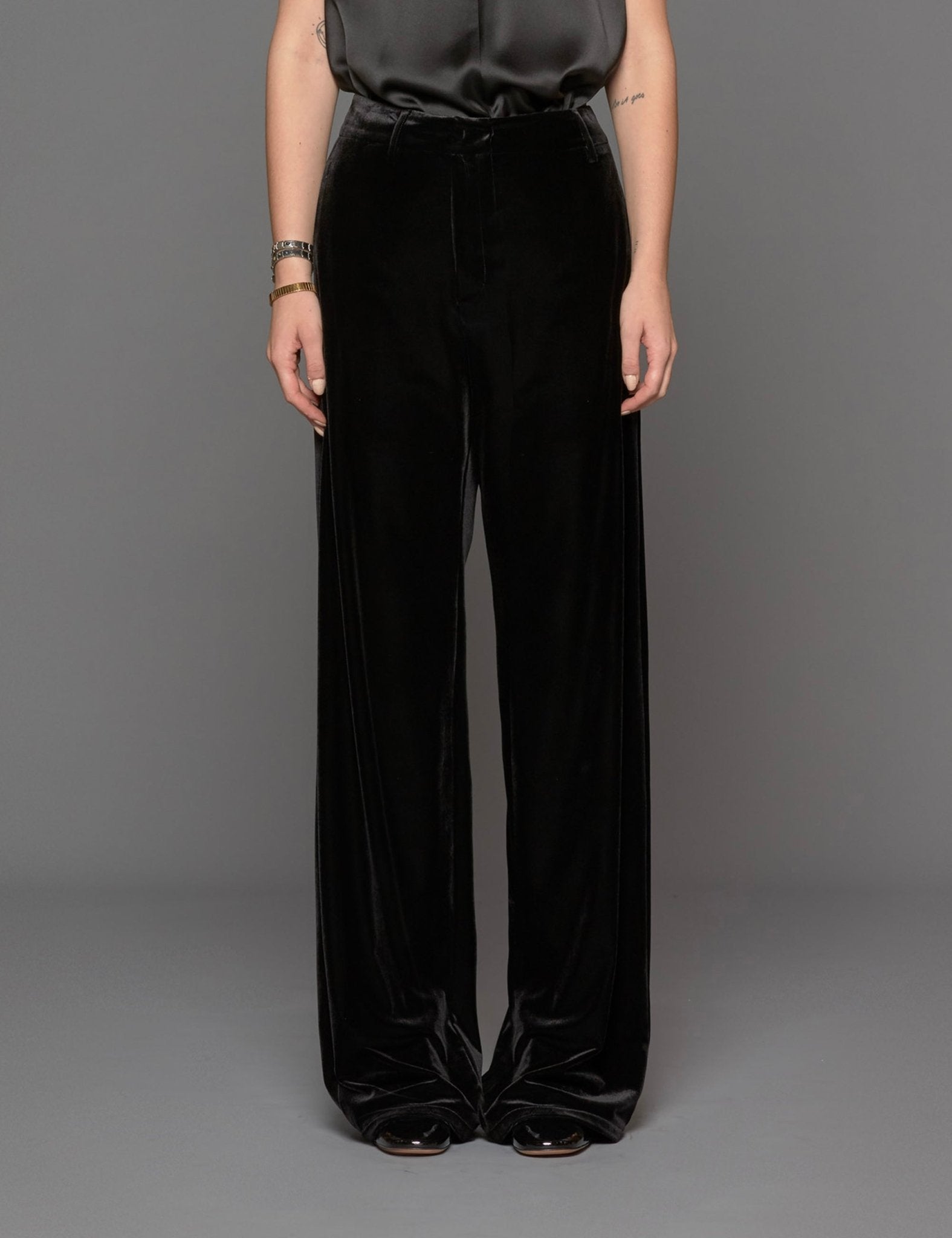 pantapalazzo pinces velluto nero - blufrida - pantalone