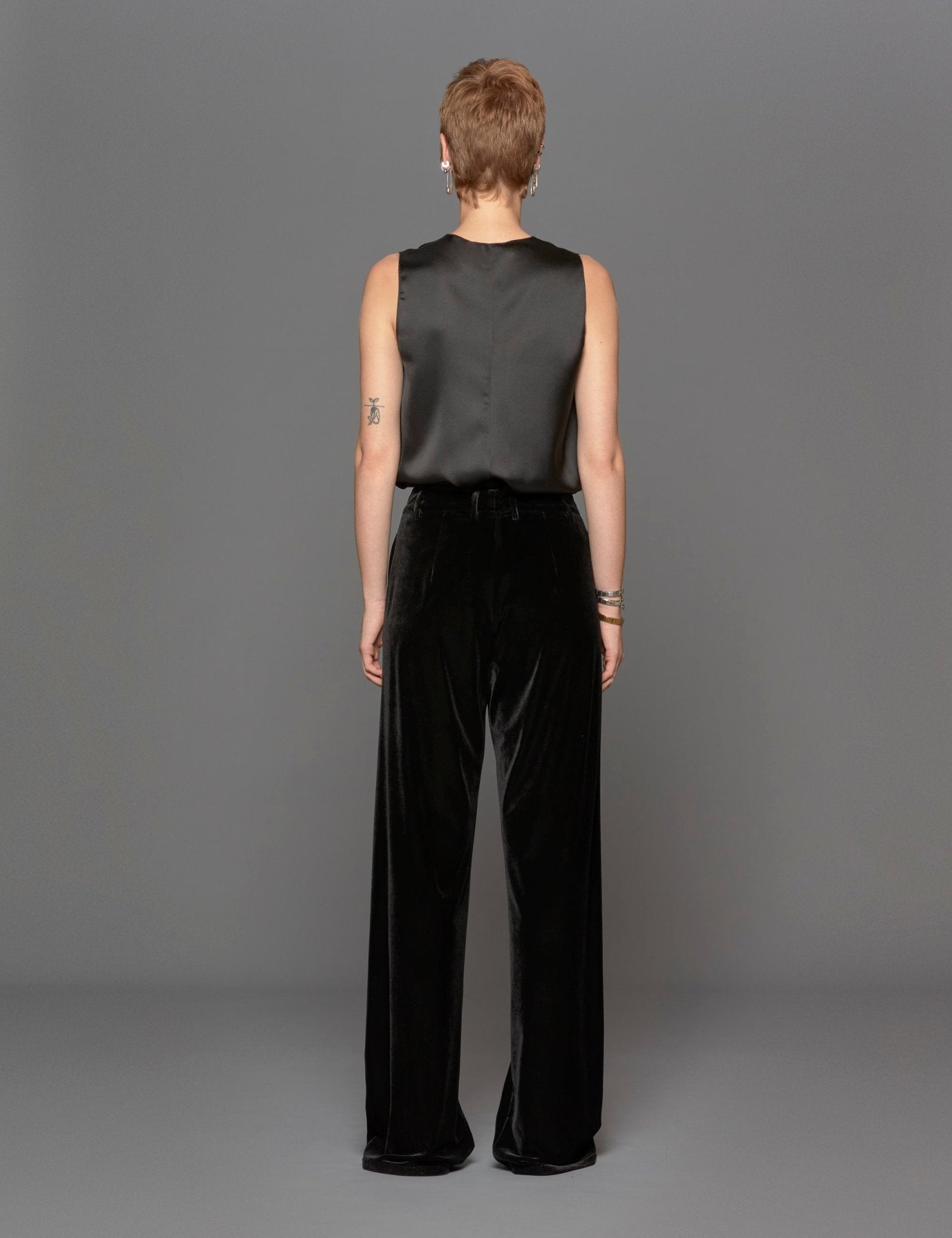 pantapalazzo pinces velluto nero - blufrida - pantalone