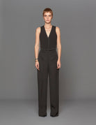 pantapalazzo piping nero - blufrida - pantalone