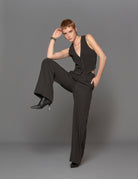 pantapalazzo piping nero - blufrida - pantalone